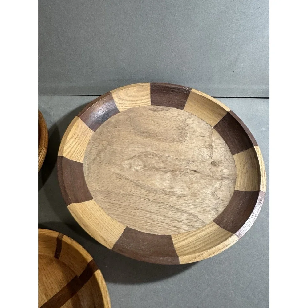 Vintage Handmade Wooden Dish Lot Of 3‎